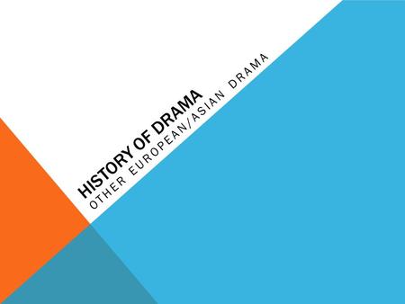 HISTORY OF DRAMA OTHER EUROPEAN/ASIAN DRAMA. ENGLISH DRAMA SINCE 1600 Following the Renaissance, England experienced a period of civil war that ended.
