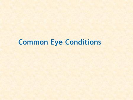 Common Eye Conditions. External anatomy of the eye.