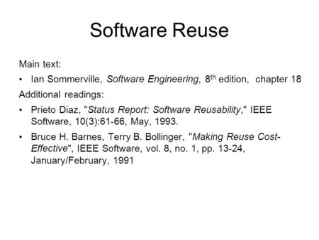 Software Reuse Main text: