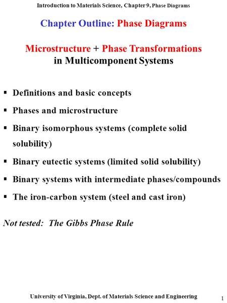 Chapter Outline: Phase Diagrams
