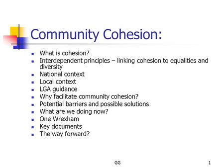 Community Cohesion: What is cohesion?