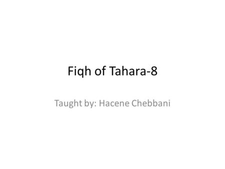 Taught by: Hacene Chebbani