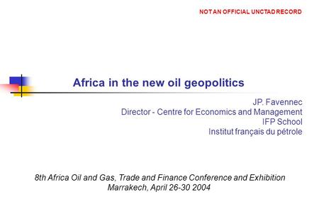 Africa in the new oil geopolitics