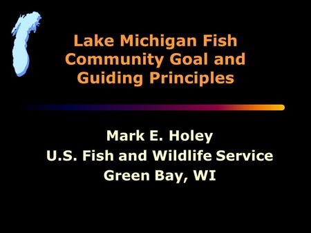 Lake Michigan Fish Community Goal and Guiding Principles Mark E. Holey U.S. Fish and Wildlife Service Green Bay, WI.