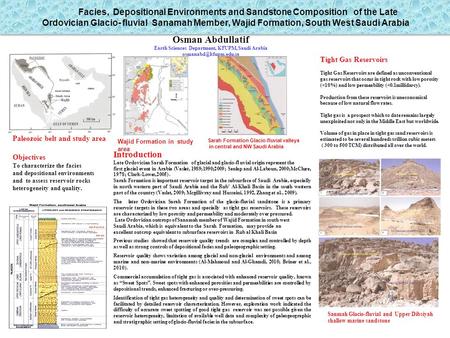 Facies, Depositional Environments and Sandstone Composition of the Late Ordovician Glacio- fluvial Sanamah Member, Wajid Formation, South West Saudi Arabia.