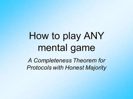 How to play ANY mental game