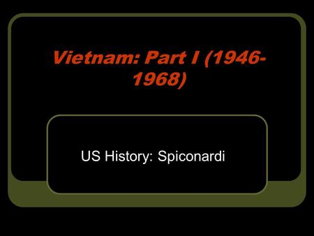 US History: Spiconardi