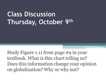Class Discussion Thursday, October 9th