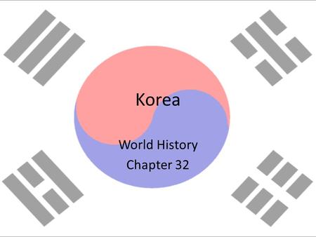 Korea World History Chapter 32. A Brief History Korea is divided at the 38 th parallel line (now called the De-Militarized Zone) In 1950, the communist.