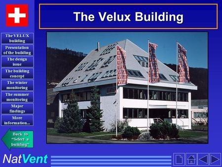 The Velux Building NatVent Presentation of the building Presentation of the building The design issue The design issue The building concept The building.