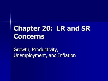 Chapter 20: LR and SR Concerns Growth, Productivity, Unemployment, and Inflation.