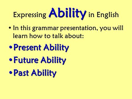 Expressing Ability in English