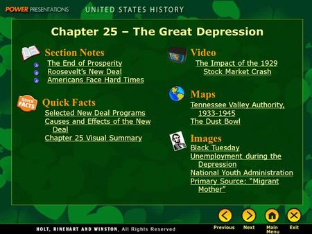 Chapter 25 – The Great Depression