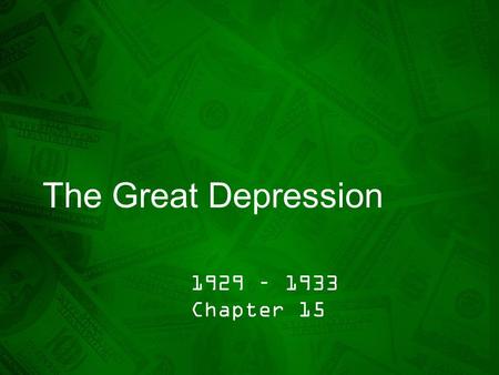 The Great Depression 1929 – 1933 Chapter 15. Section 1 – Pg. 442 What you need to know… 1.Explain the warnings that financial experts issued about business.