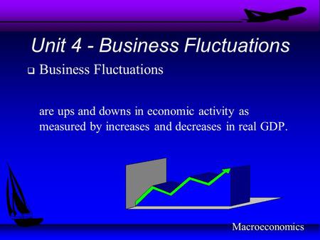 Unit 4 - Business Fluctuations  Business Fluctuations are ups and downs in economic activity as measured by increases and decreases in real GDP. Macroeconomics.