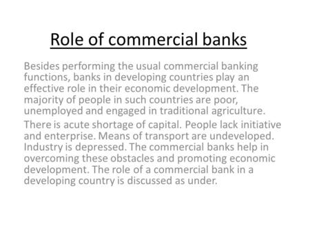 Role of commercial banks