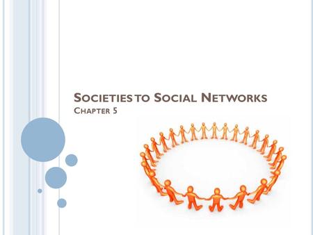S OCIETIES TO S OCIAL N ETWORKS C HAPTER 5. SOCIETIES AND THEIR TRANSFORMATION Groups- people who interact with one another and who think of themselves.