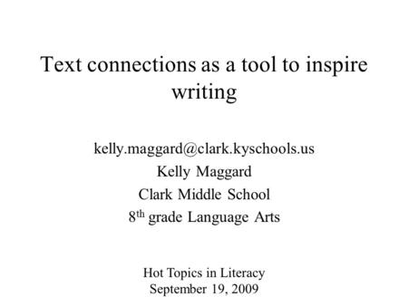 Text connections as a tool to inspire writing