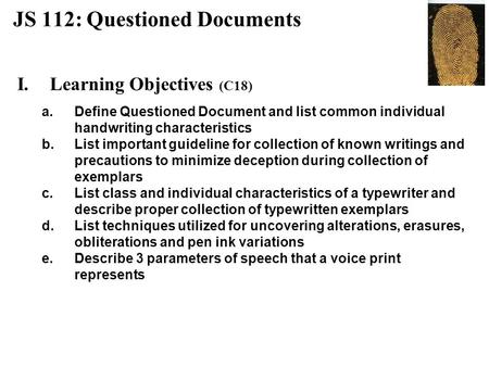 JS 112: Questioned Documents