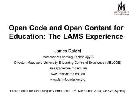 Open Code and Open Content for Education: The LAMS Experience
