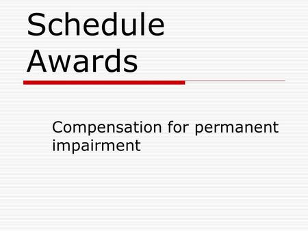 Compensation for permanent impairment