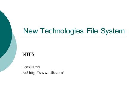 New Technologies File System