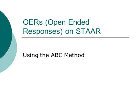 OERs (Open Ended Responses) on STAAR