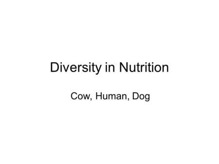 Diversity in Nutrition