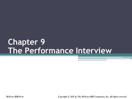 Chapter 9 The Performance Interview