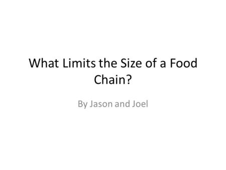 What Limits the Size of a Food Chain? By Jason and Joel.