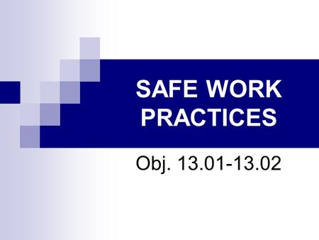SAFE WORK PRACTICES Obj. 13.01-13.02.