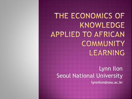 Lynn Ilon Seoul National University