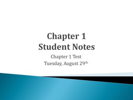 Chapter 1 Test Tuesday, August 29th
