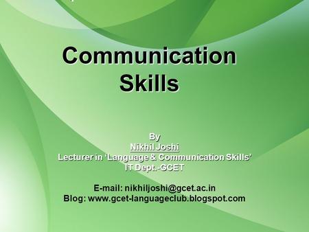 Communication Skills By Nikhil Joshi