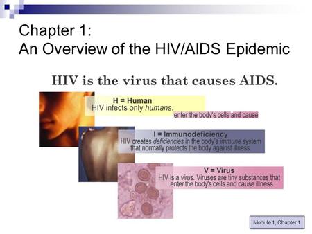 Chapter 1: An Overview of the HIV/AIDS Epidemic Module 1, Chapter 1.