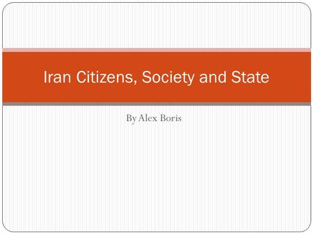 Iran Citizens, Society and State