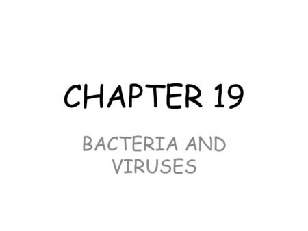 CHAPTER 19 BACTERIA AND VIRUSES.