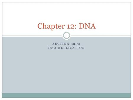 Section 12-3: DNA Replication