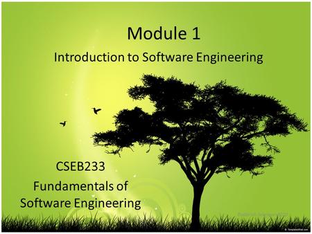 Module 1 Introduction to Software Engineering Badariah Solemon 2010 CSEB233 Fundamentals of Software Engineering.