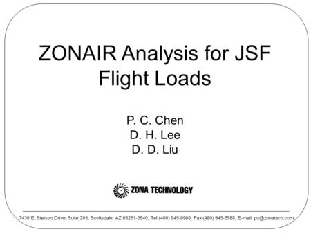 ZONAIR Analysis for JSF Flight Loads