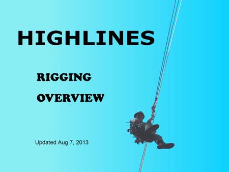 RIGGING OVERVIEW Updated Aug 7, 2013.