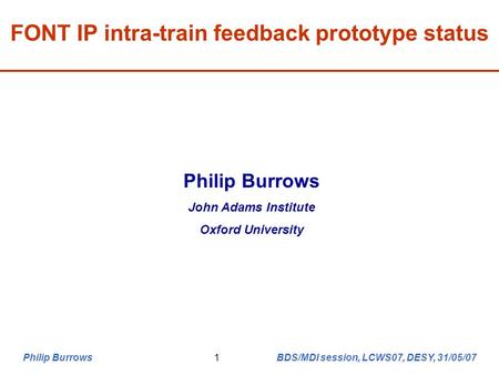 FONT IP intra-train feedback prototype status