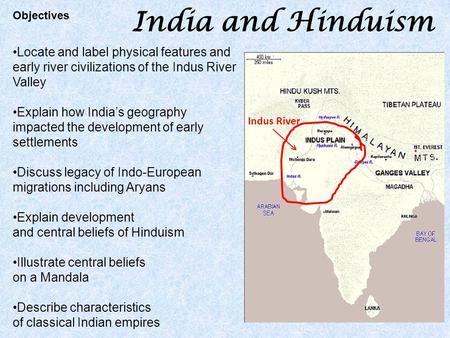 India and Hinduism Locate and label physical features and