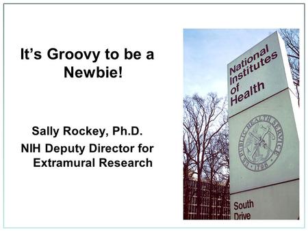 It’s Groovy to be a Newbie! Sally Rockey, Ph.D. NIH Deputy Director for Extramural Research.