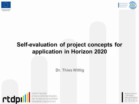 Self-evaluation of project concepts for application in Horizon 2020