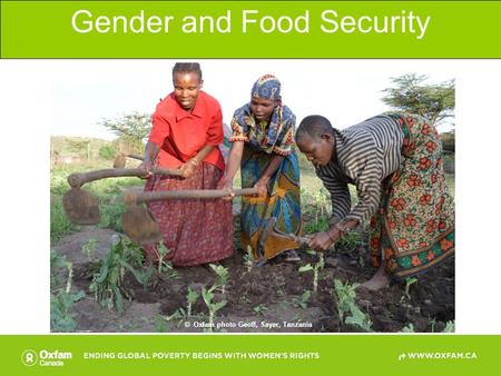 Gender and Food Security © Oxfam photo Geoff, Sayer, Tanzania.