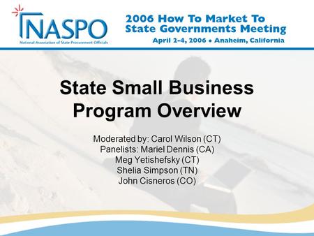 State Small Business Program Overview