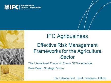 IFC Agribusiness Effective Risk Management Frameworks for the Agriculture Sector The International Economic Forum Of The Americas Palm Beach Strategic.