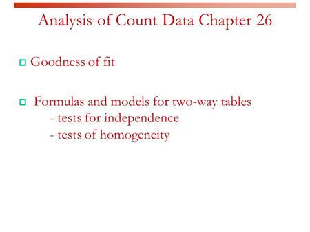 Analysis of Count Data Chapter 26