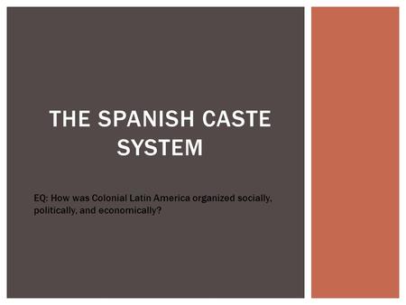 The Spanish Caste System